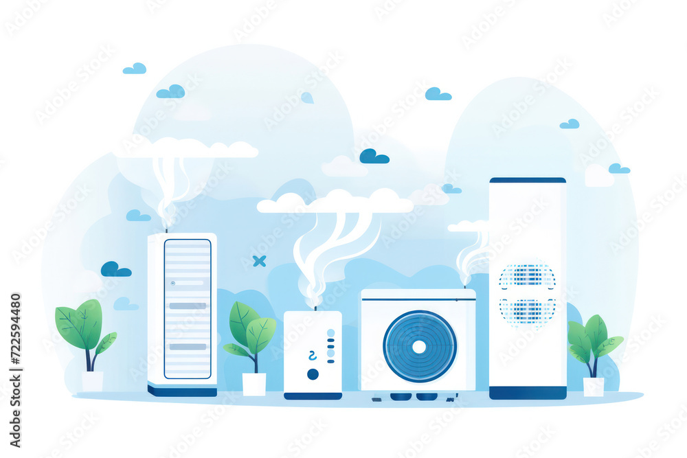 Poster connected network: a modern illustration of technology and data storage in cloud computing