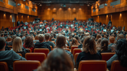 A Group of People Engaged in a Lecture in a Crowded Hall