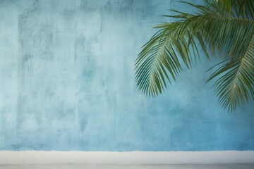 Abstract studio light blue background for product presentation. Empty room with shadows of window...
