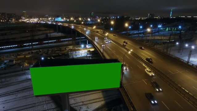 Transport traffic on Rizhskaya overpass above railroad near pillar 