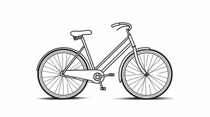 Minimalist black and white line drawing of a bicycle, showcasing the simplicity and elegance of classic bike design