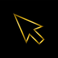 Computer cursor icon, golden metallic thin 3d lines vector illustration collection.	
