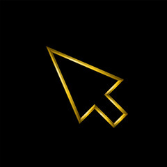 Computer cursor icon, golden metallic thin 3d lines vector illustration collection.	