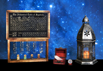 Alchemy symbols and metaphysical tools