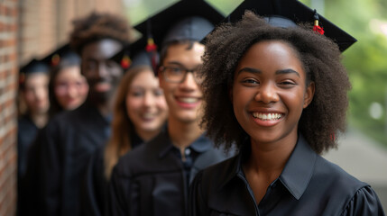 Group of People in Graduation Caps and Gowns Celebrating Their Education Achievement