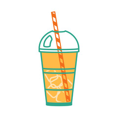 Smoothie in a plastic cup with ice in vector