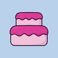 Strawberry Cake Vector Icon Illustration Cake icon