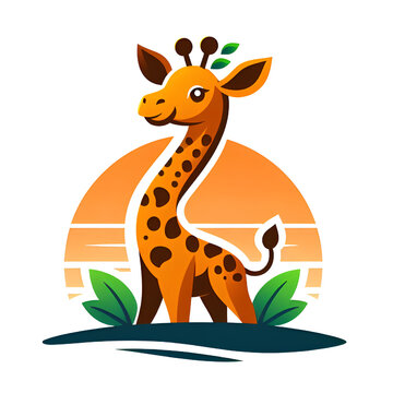 Logo illustration of a giraffe isolated on a white background