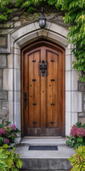 Fototapeta na wymiar Classic Tudor Wooden Door with Panels 