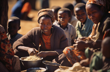 Community meal in an African village