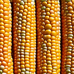 close-up of ears of delicious yellow corn kernels - corn on the cob