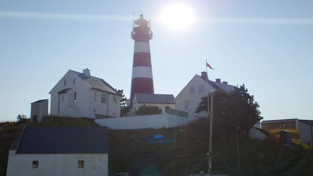 Ferry Voyage With Skrova Lighthouse In View