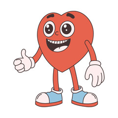 Heart character in retro groovy style
