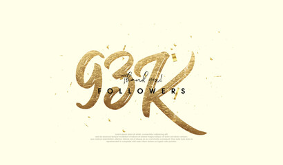 Fototapeta na wymiar 93k celebrations for followers, with fancy gold glitter figures.