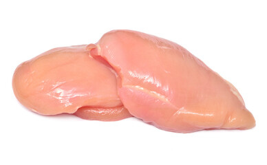 Raw chicken fillets isolated on white background