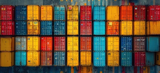 Obraz premium A vibrant library of literary treasures nestled within a rainbow of shipping containers, inviting readers to explore endless possibilities indoors