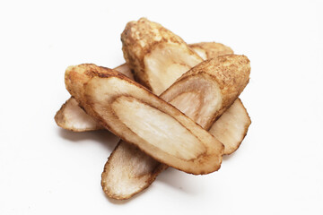 Burdock Root (Gobo) on white background.