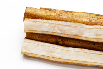 Burdock Root (Gobo) on white background.