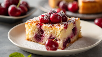 cake with cherry on white plate