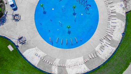 Drone photography of a swimming pool view from the top in Martindale Beach,  Michigan, USA.