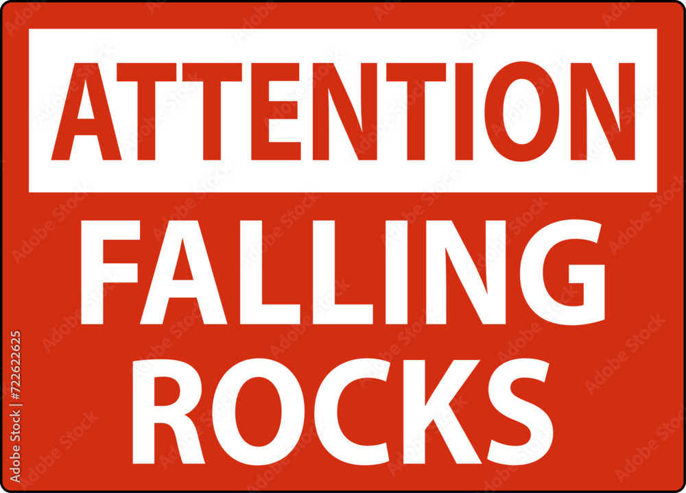 Wall mural attention sign, falling rocks