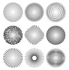 Halftone dots in circle spiral shape cycle creative symbols vector.