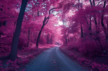 Serene Pathway Through Enchanting Pink Forest