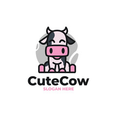 cute cow modern vector logo