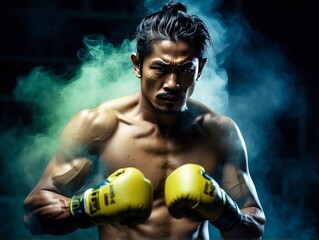 Obraz premium A group of fighter such as Karate, Taekwondo, Fighter, Boxing, Thai Boxing, white background. Generative AI.