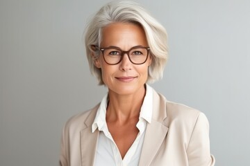 Portrait of mature businesswoman with eyeglasses looking at camera