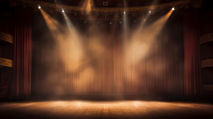 Theater stage light background with spotlight illuminated the stage for opera performance