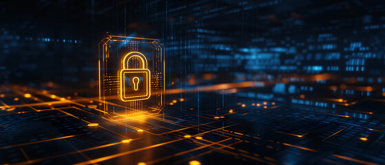 Concept of cybersecurity and data protection. 3D rendering