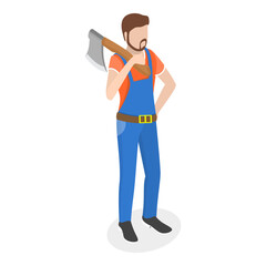 3D Isometric Flat Vector Illustration of Timber Industry, Logging and Woodworking Process. Item 3