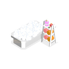 3D Isometric Flat Vector Set of Bathroom Interior Furniture, Shower Cabin, Sink with Mirror, Toilet. Item 3
