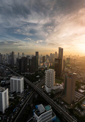 Fototapeta na wymiar Beautiful sunset in Jakarta City Indonesia. Jakarta, is a capital city of indonesia that become the centre of economic and financial of Indonesia.