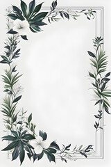 Green Leaves Border Frame Illustration Generative Ai