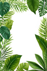 Green Leaves Border Frame Illustration Generative Ai