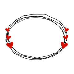 Doodle love frame oval vector