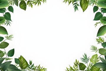 Green Leaves Border Frame Illustration Generative Ai