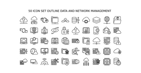 icon set outline Data and Network Management