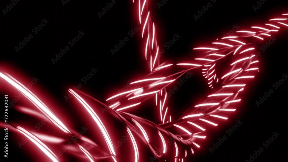 Poster animation of moving neon lines in dark. design. line of dark harnesses with neon stripes in dark. ab