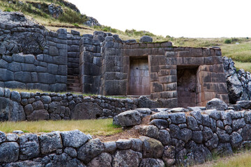 Inca Stone Walls And Stairs In Hill Near Cusco Peru