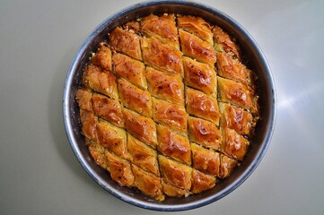 Turkish Dessert Baklava closed up