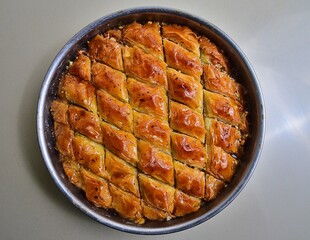 Turkish Dessert Baklava closed up
