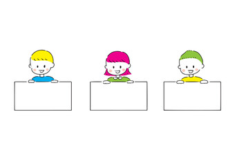 カードを持つビビットな男女のイラスト