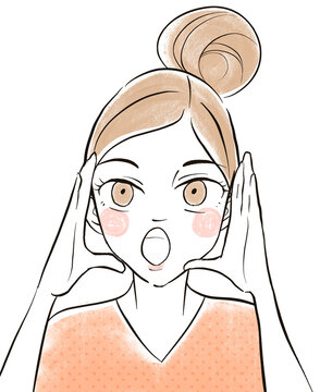 Clip art: woman in pink shirt calling people