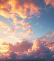 Sky at sunset, sky at sunrise, clouds, orange clouds cirrus clouds, cumulus clouds, sky gradient,...