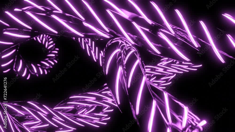 Poster swirling neon lines in dark space. design. cyber harnesses with neon lines in space. moving neon lin