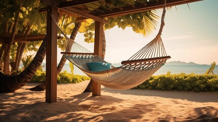 An image of a hammock hanging in the villa.