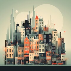 Obraz premium A futeristic City Graphic Resources Minimalistic Graph